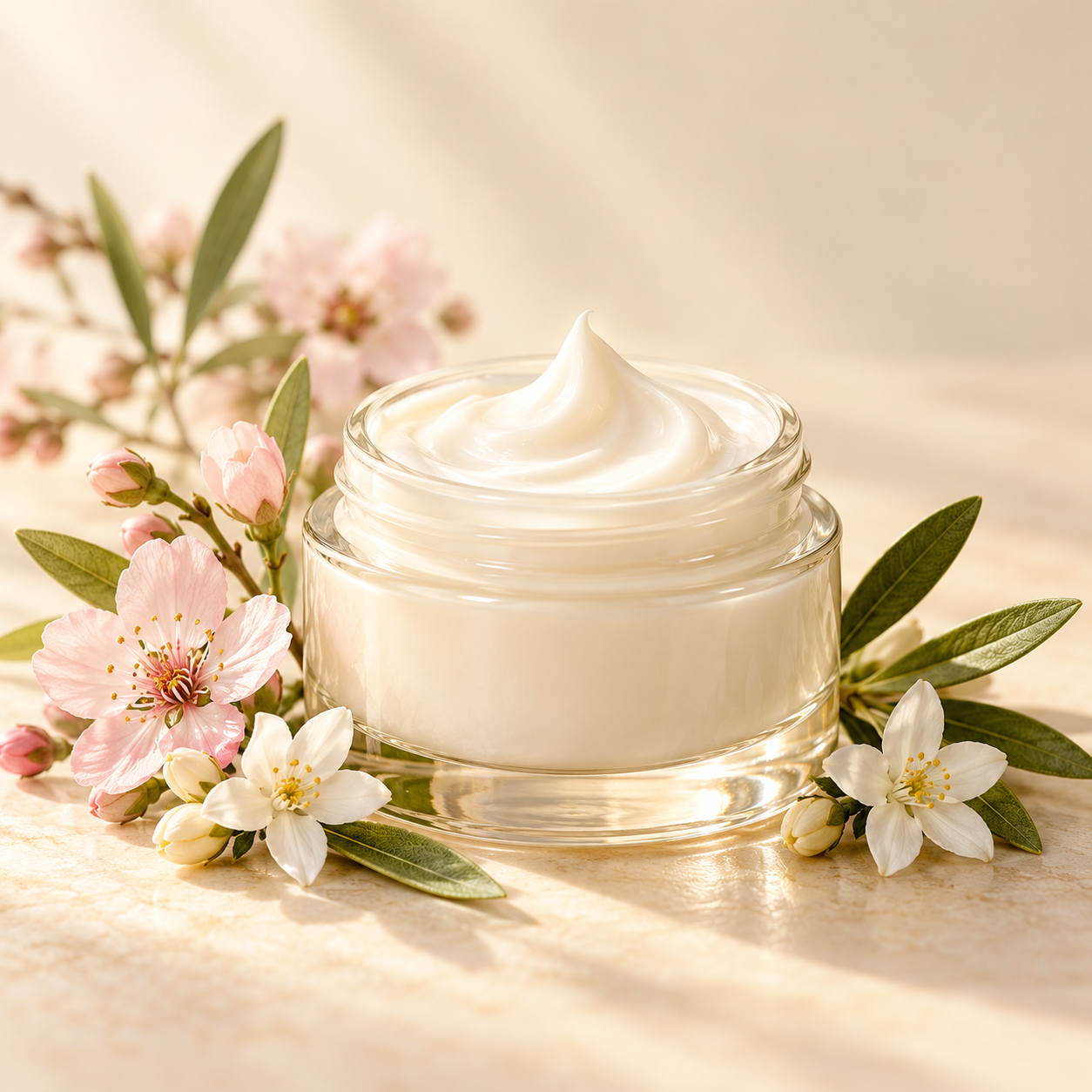 Crema facial con flores