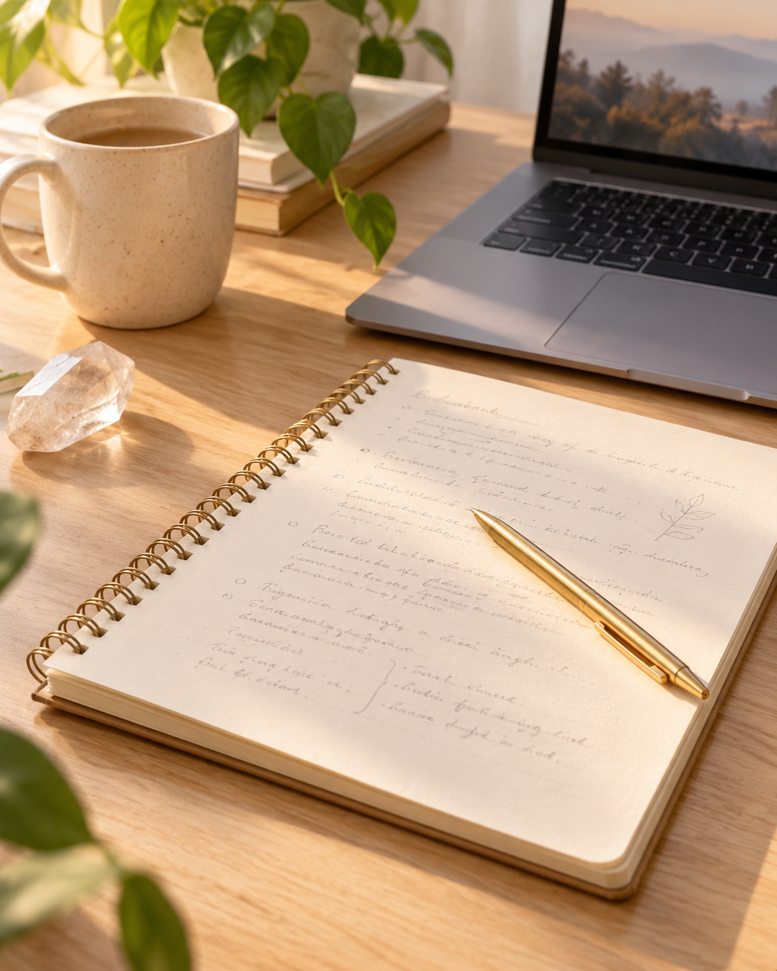 Cuaderno y computadora para aprender con cursos grabados